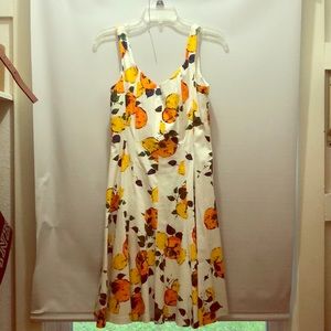 Nine West fit and flare lemon orange dress